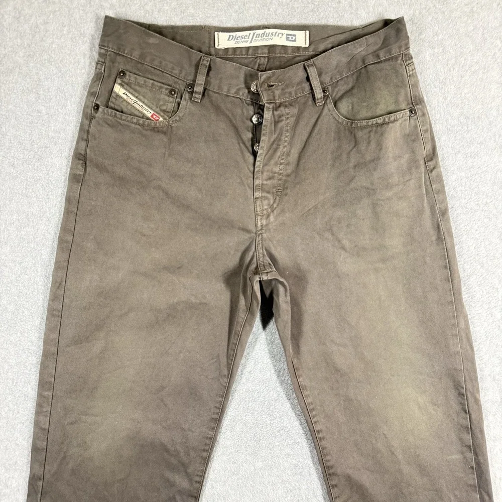 Diesel KULTER Straight Leg Chinos Mens 31x31 Dark Beige Canvas Pants READ Tag 33